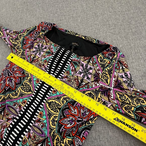 Laundry By Shelli Segal  Shift Dress Pullover Sz 4 Multicolor 3/4th Wide Sleeves - Picture 9 of 14